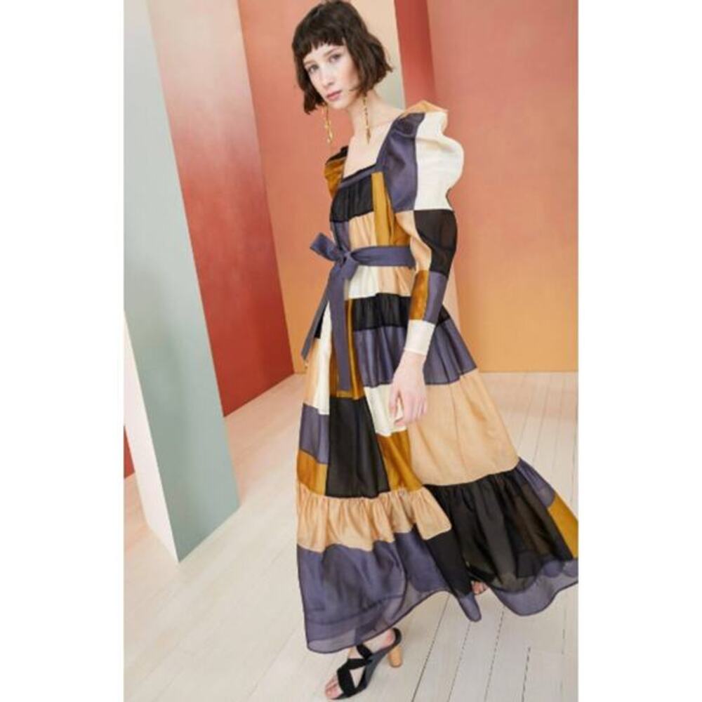 Ulla Johnson Ismene Patchwork Cotton Silk Dress S… - image 2